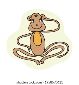 Cute cartoon monkey. Vector illustration