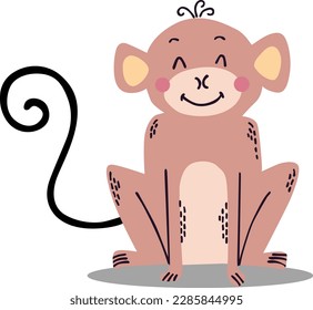 Cute cartoon monkey. Vector illustration isolated on a white background.
