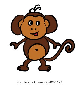 Cute cartoon monkey. Vector illustration