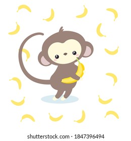 Cute cartoon monkeys. Vector clip illustration with simple gradients. Everything in one layer.
