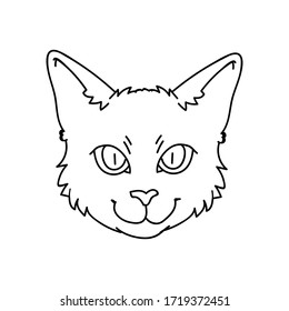 Caricatura monocroma de gatos Bombay frente lineart clíparte vectorial. Cría de gatitos pedigrí para los amantes de los gatos. Gatito doméstico negro purebred para mascota ilustrativa de salón de mascotas. felino aislado... EPS 10.