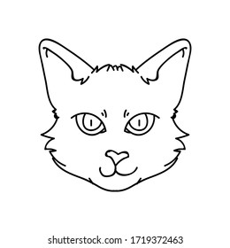 Caricatura monocromática de los gatitos de Bombay clípart vector de lineares. Cría de gatitos pedigrí para los amantes de los gatos. Gatito doméstico negro purebred para mascota ilustrativa de salón de mascotas. felino aislado... EPS 10.