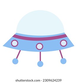 Cute cartoon monster, alien in a flying saucer, ufo.. Vector illustration on a white background.