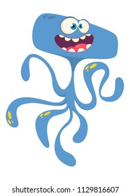 Cute cartoon monster alien or octopus. Vector illustration. Design for children book, sticker, print or party decoration