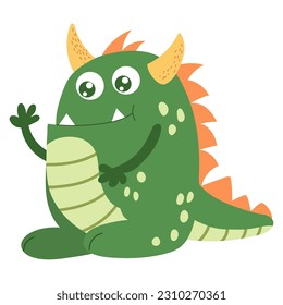 Cute cartoon monster, alien. Vector illustration on a white background.