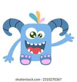 Cute cartoon monster, alien. Vector illustration on a white background.