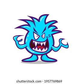 cute cartoon monster with angry face. Fit for t shirt design, print, halloween decoration, birthday party decoration, children book, etc. vector illustration