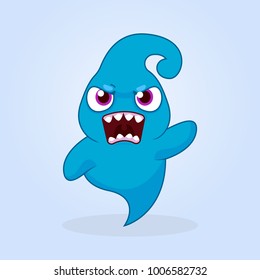 Cute cartoon monster. Angry ghost illustration 