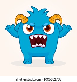 Cute cartoon monster. Angry monster illustration