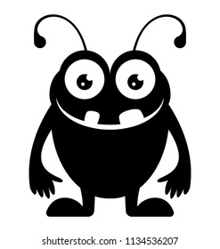 
A cute cartoon monster with antennas and bug shape depicting bug monster 
