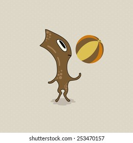 Cute cartoon monster with a ball