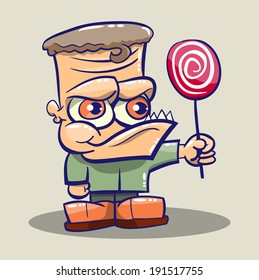 Cute cartoon Monster with candy
