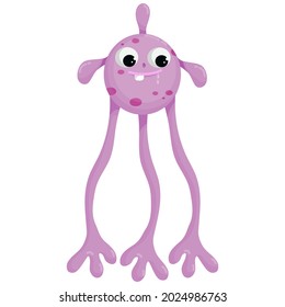 Cute cartoon monster with claw hands and three legs, alien .Vector graphics.