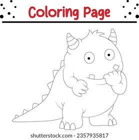 Cute cartoon Monster coloring page. Children's black and white illustration.