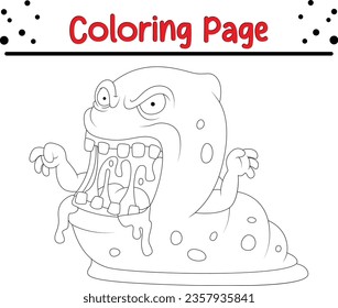 Cute cartoon Monster coloring page. Children's black and white illustration.