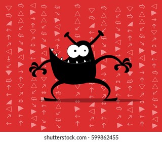 Cute cartoon monster as computer virus. Vector illustration
