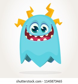 Cute cartoon monster design. Halloween vector illustration of flying monster character