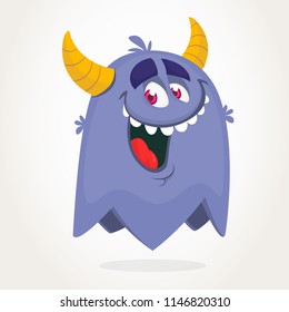 Cute cartoon monster design. Halloween vector illustration of flying monster character