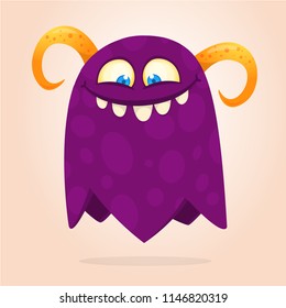 Cute cartoon monster design. Halloween vector illustration of flying monster character. Big set of cartoon monsters.