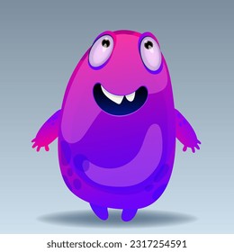 Cute cartoon monster. Design for print, sticker, party decoration, logo, emblem, magazine prints or journal article, t-shirt design, poster. Vector illustration of Halloween cool monster 