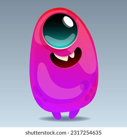 Cute cartoon monster. Design for print, sticker, party decoration, logo, emblem, magazine prints or journal article, t-shirt design, poster. Vector illustration of Halloween cool monster 