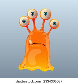 Cute cartoon monster. Design for print, sticker, party decoration, logo, emblem, magazine prints or journal article, t-shirt design, poster. Vector illustration of Halloween cool monster 