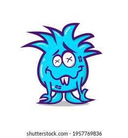 cute cartoon monster with dizzy face. Fit for t shirt design, print, halloween decoration, birthday party decoration, children book, etc. vector illustration