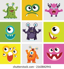 Cute Cartoon monster, with eyes,vector