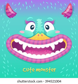 Cute cartoon monster face