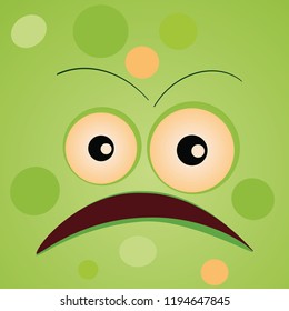 Cute cartoon monster face, expressive halloween illustration.