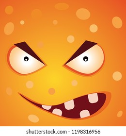 Cute cartoon monster face, expressive halloween illustration.