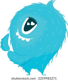 Cute cartoon monster. Fluffy fantasy creature character