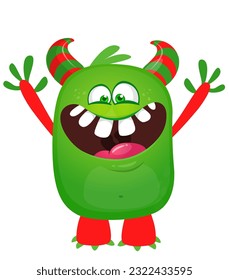 Cute cartoon monster with funny face expression. Vector illsutartion. 