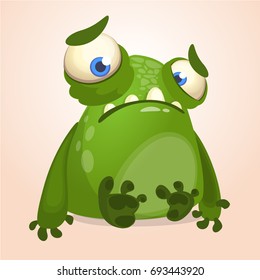 Cute cartoon monster. Halloween vector illustration of upset monster alien