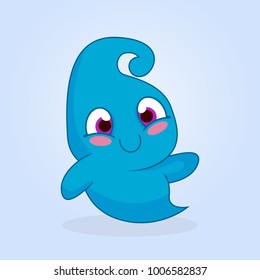Cute cartoon monster. Happy ghost illustration 