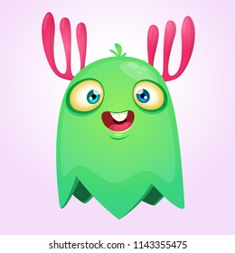 Cute cartoon monster with horns. Vector illustration