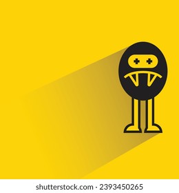 cute cartoon monster icon with shadow on yellow background