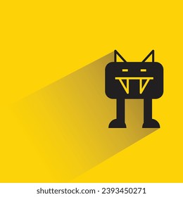 cute cartoon monster icon with shadow on yellow background