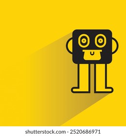 cute cartoon monster icon with shadow on yellow background