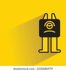 cute cartoon monster icon with shadow on yellow background