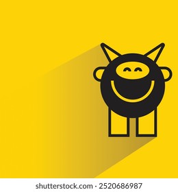 cute cartoon monster icon with shadow on yellow background