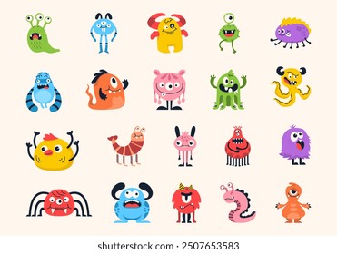 Cute Cartoon Monster Illustration Element Set