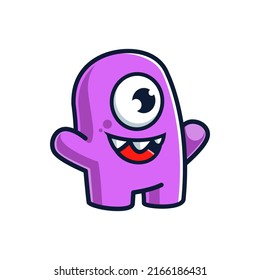 Cute cartoon monster. Illustration of funny monster creature. Halloween mascot design character