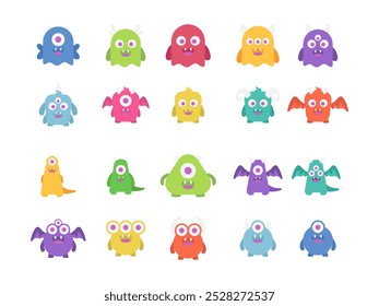 Cute Cartoon Monster Illustration Set 