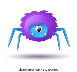 Cute cartoon monster isolated on white background. Funny colorful character. Simple design. Beautiful glossy style. Vector illustration.