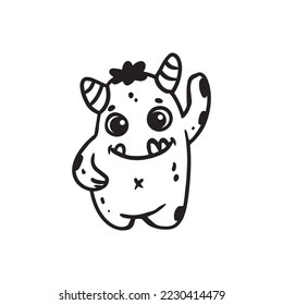 cute cartoon monster isolated on white background  for coloring pages.Sketch, doodle,Vector illustration