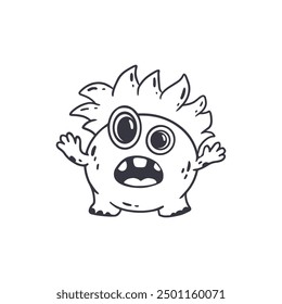 cute cartoon monster isolated on white background for coloring pages. Boo. Sketch, doodle. Vector illustration
