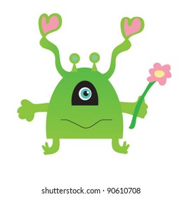 Cute cartoon monster isolated. Vector illustration