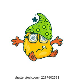 Cute cartoon monster on white background. Icon monster. Funny character. Vector illustration 
