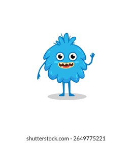Cute cartoon monster on white background. Funny blue monster in flat style. Vector illustration.
